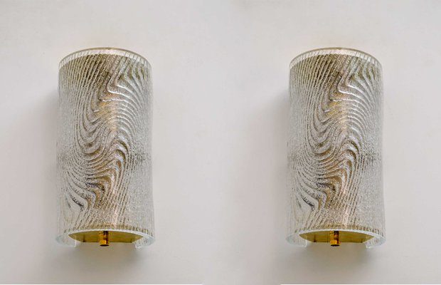 Modern Murano Glass and Brass Corteccia Wall Lights, 1980s, Set of 2-FER-1427797