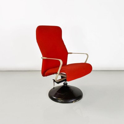 Modern Norwegian Adjustable Armchair Metal in Wood and Red Fabric, 1980s-GDD-1758578