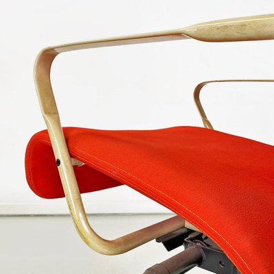 Modern Norwegian Adjustable Armchair Metal in Wood and Red Fabric, 1980s-GDD-1758578