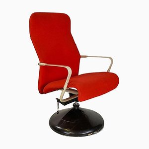 Modern Norwegian Adjustable Armchair Metal in Wood and Red Fabric, 1980s-GDD-1758578