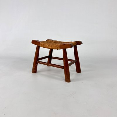 Modern Oak and Rush Stool, 1950s-RMX-2021262