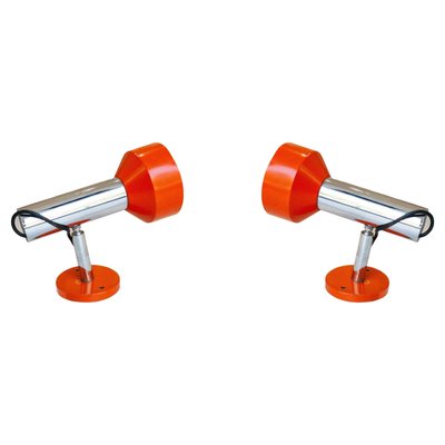 Modern Orange Chrome Sconces from Stilnovo, Italy, 1970s, Set of 2-UZ-1346515