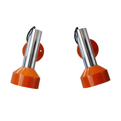 Modern Orange Chrome Sconces from Stilnovo, Italy, 1970s, Set of 2-UZ-1346515