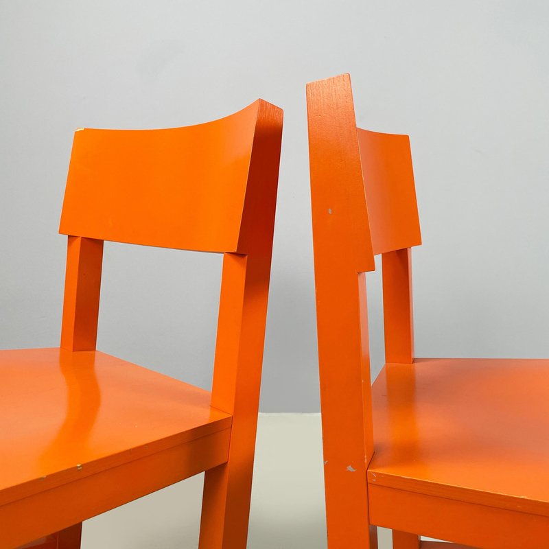 Modern Orange Lacquered Wooden Chairs attributed to Moooi, Netherlands, 2000s, Set of 2