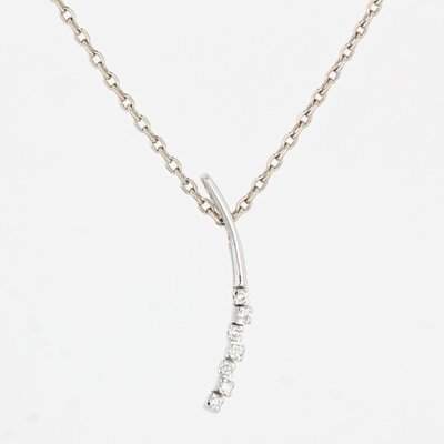 Modern Pendant in 18 Karat White Gold with Diamonds Line-OLU-1315773