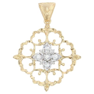 Modern Pendant in 18 Karat Yellow White Gold Arabesque with Diamonds-OLU-1315801