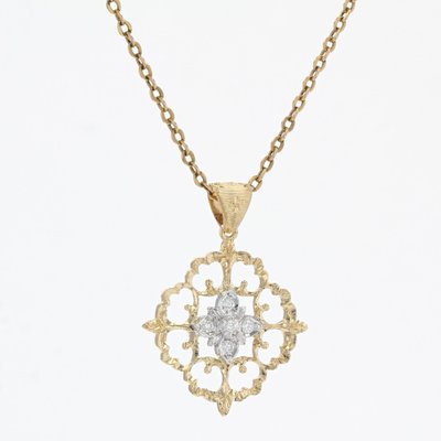 Modern Pendant in 18 Karat Yellow White Gold Arabesque with Diamonds-OLU-1315801