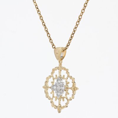 Modern Pendant in 18 Karat Yellow White Gold Arabesque with Diamonds-OLU-1315801