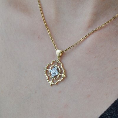 Modern Pendant in 18 Karat Yellow White Gold Arabesque with Diamonds-OLU-1315801