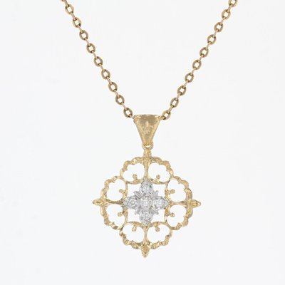 Modern Pendant in 18 Karat Yellow White Gold Arabesque with Diamonds-OLU-1315801