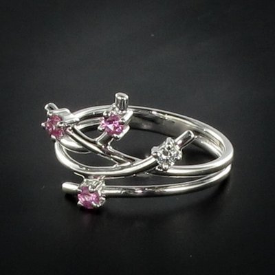 Modern Pink Sapphire Diamond Ring by Front-OLU-896284