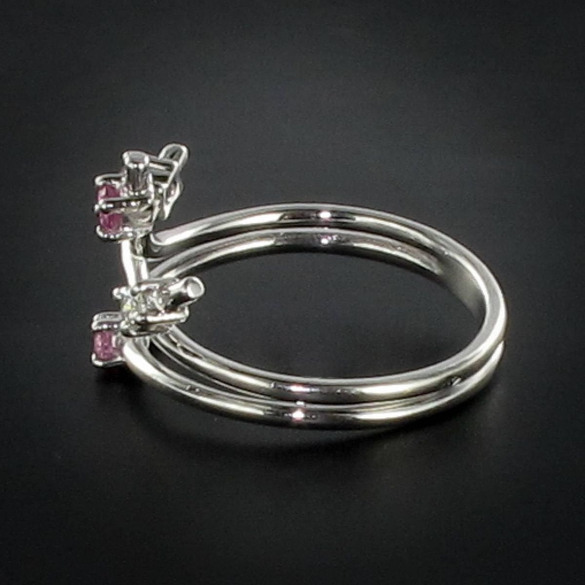 Modern Pink Sapphire Diamond Ring by Front