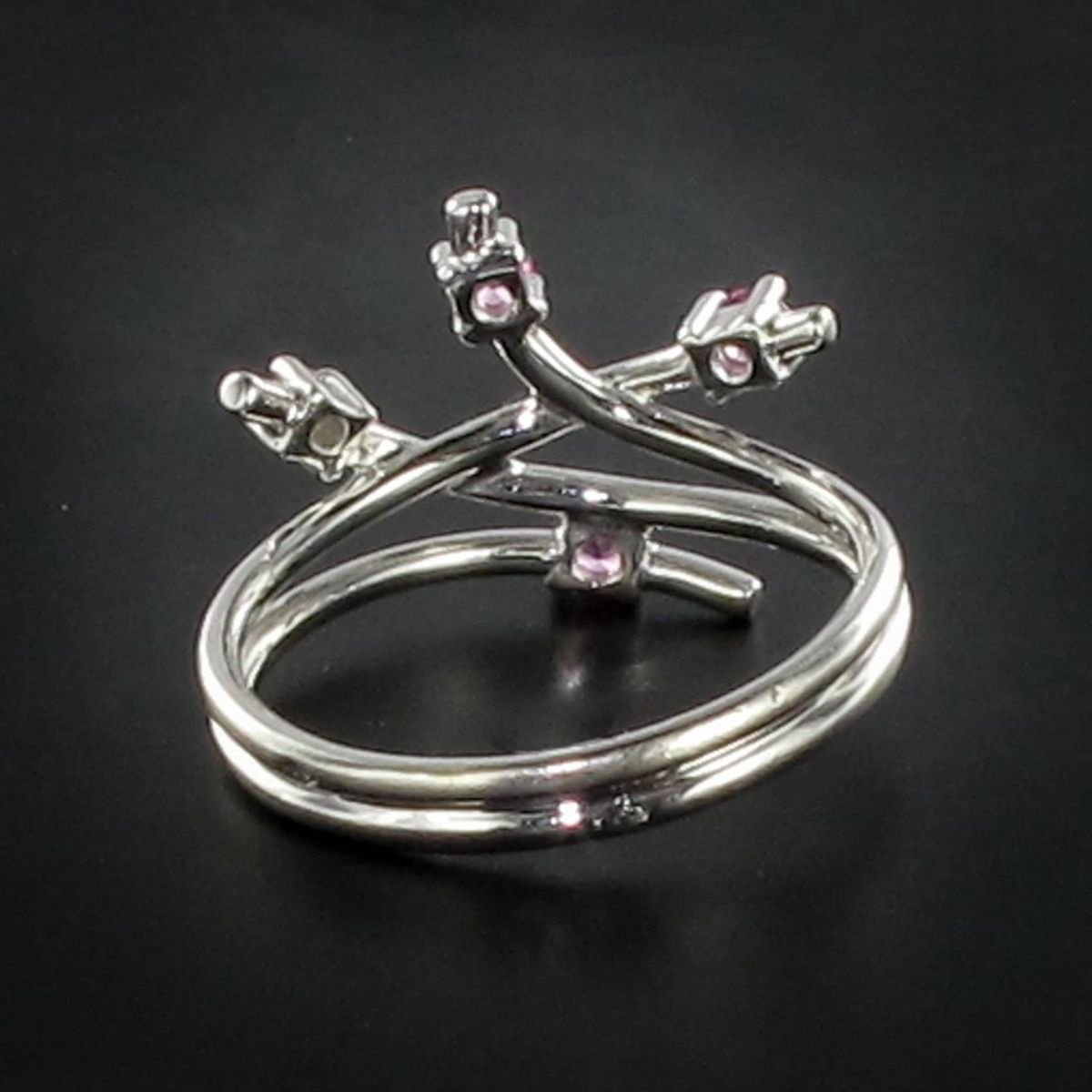 Modern Pink Sapphire Diamond Ring by Front