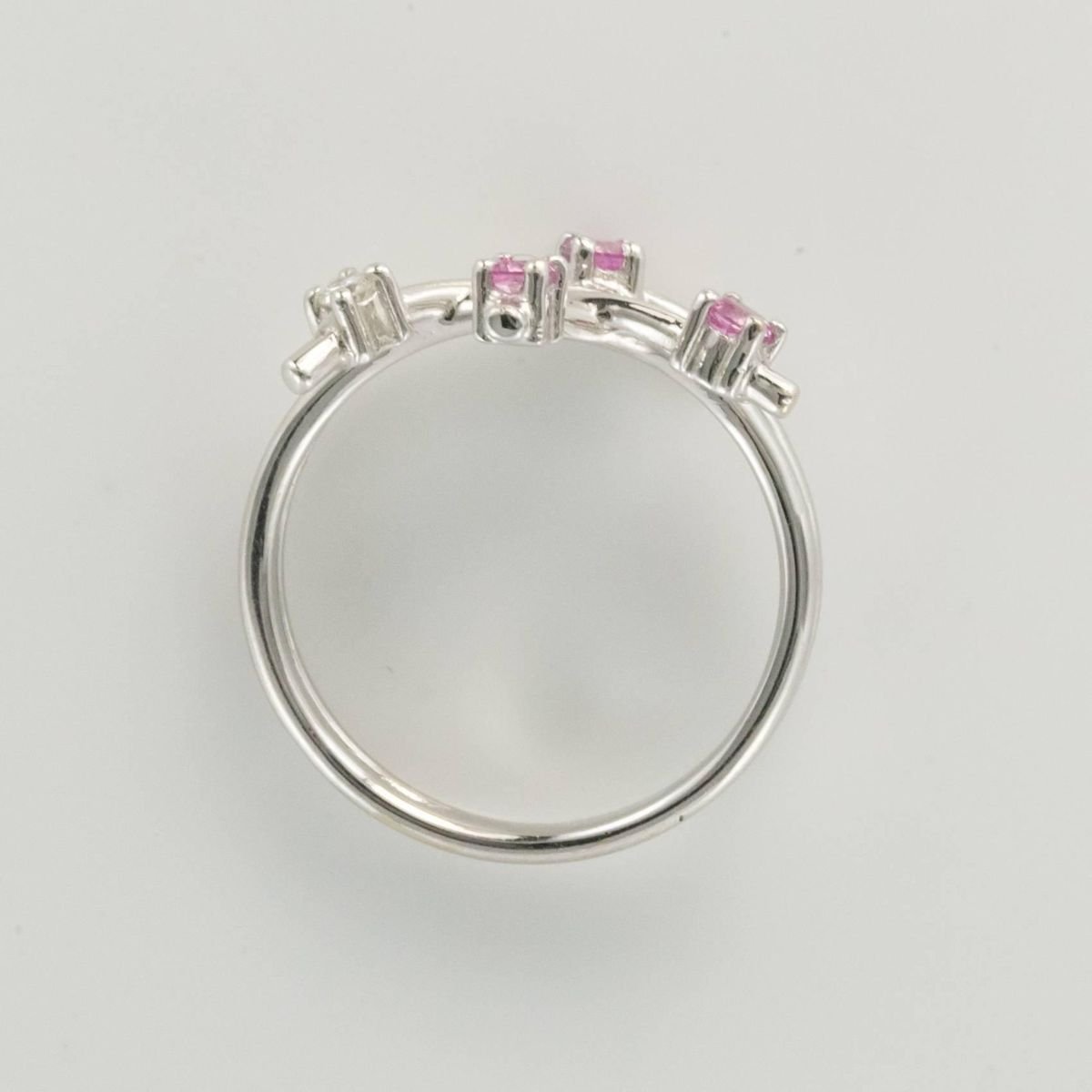 Modern Pink Sapphire Diamond Ring by Front