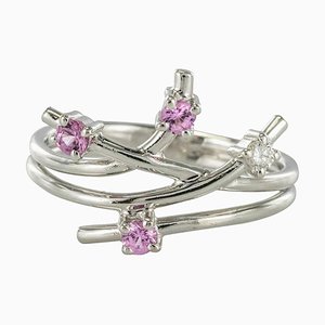 Modern Pink Sapphire Diamond Ring by Front-OLU-896284