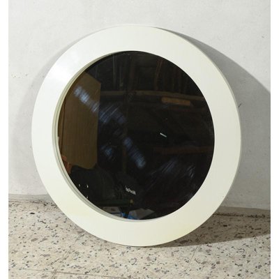 Modern Plastic Round Mirror with Flared Frame-RAQ-695891