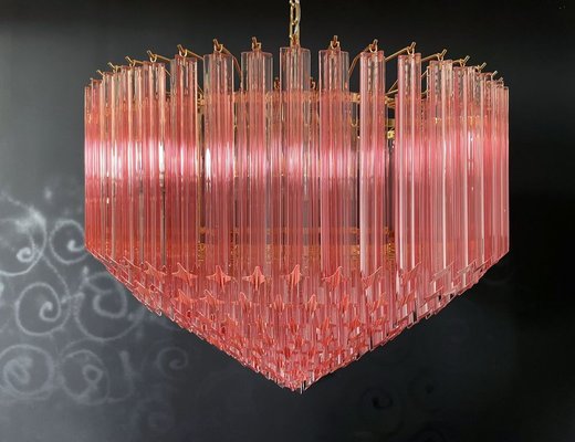 Modern Quadriedri Murano Glass Chandelier with 265 Amber Prisms and Gold Frame, 1982-FHZ-971541