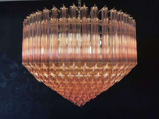 Modern Quadriedri Murano Glass Chandelier with 265 Amber Prisms and Gold Frame, 1982-FHZ-971541