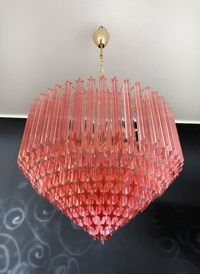 Modern Quadriedri Murano Glass Chandelier with 265 Amber Prisms and Gold Frame, 1982-FHZ-971541