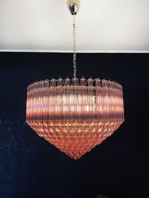 Modern Quadriedri Murano Glass Chandelier with 265 Amber Prisms and Gold Frame, 1982-FHZ-971541