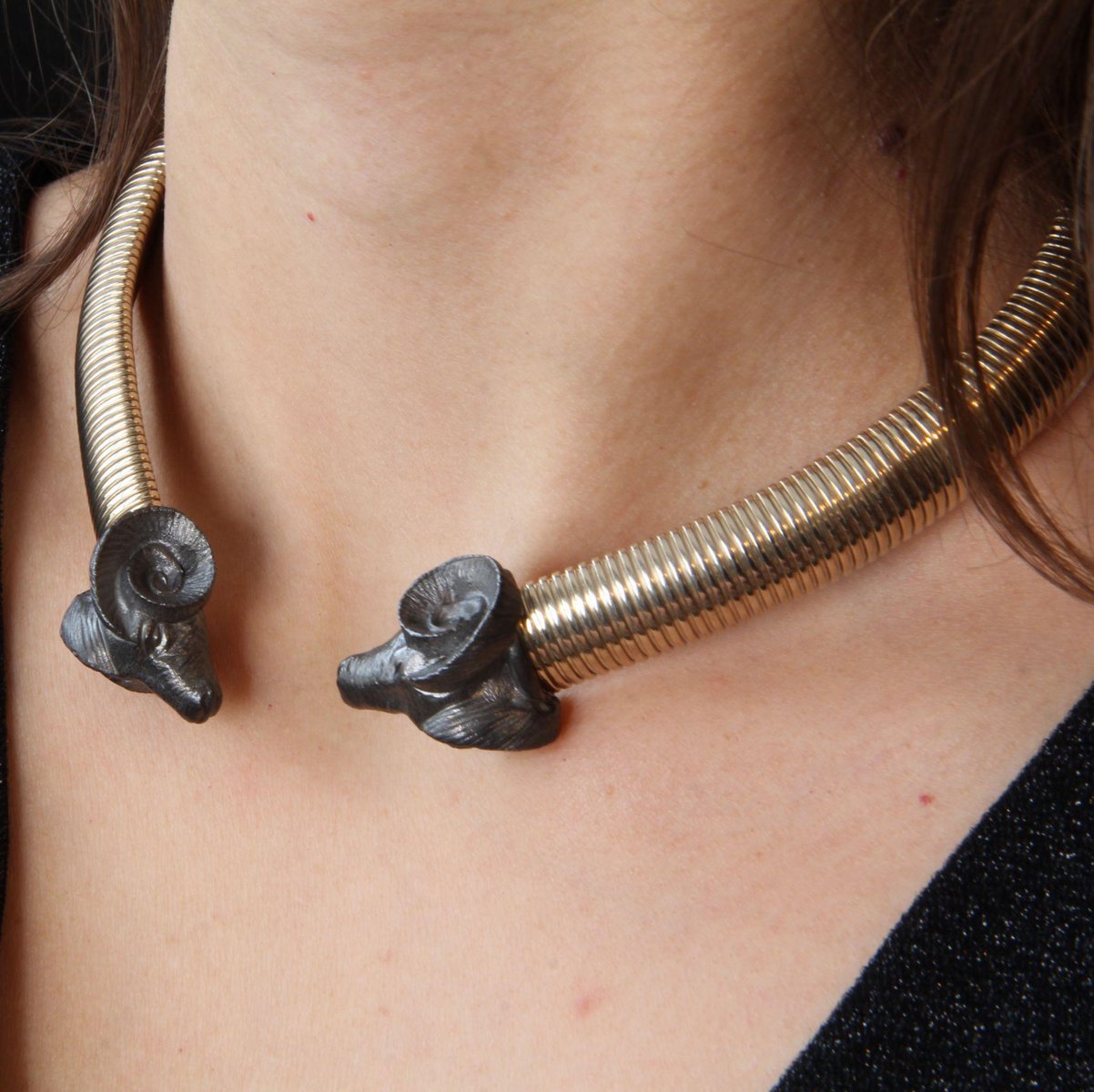 Modern Ram Tubogas Vermeil Necklace