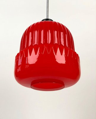 Modern Red Glass Globe Pendant Lamp, 1960s-BAF-763371