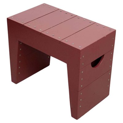 Modern Red Lacquered Rational Wood Stool by Dom Hans-WM-1310589