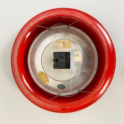 Modern Round Italian Red Wall Clock by Lorenz, 1970s-GDD-1314381