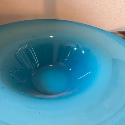 Modern Round Turquoise and White Murano Glass Centerpiece from Venini, 1980s-NMK-1726158