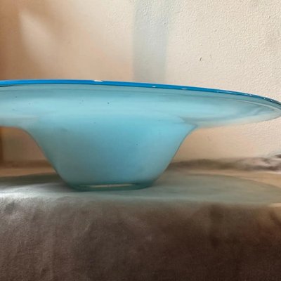 Modern Round Turquoise and White Murano Glass Centerpiece from Venini, 1980s-NMK-1726158