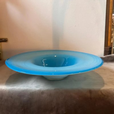 Modern Round Turquoise and White Murano Glass Centerpiece from Venini, 1980s-NMK-1726158