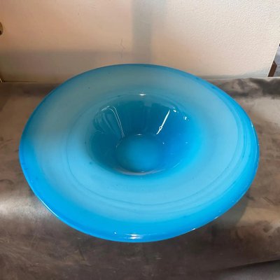 Modern Round Turquoise and White Murano Glass Centerpiece from Venini, 1980s-NMK-1726158