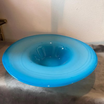 Modern Round Turquoise and White Murano Glass Centerpiece from Venini, 1980s-NMK-1726158