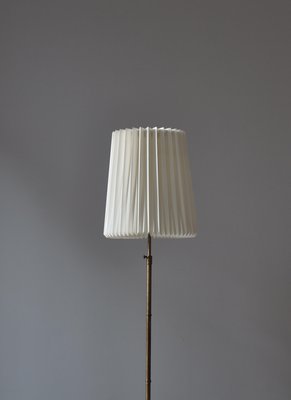 Modern Scandinavian Brass and Oakwood Floor Lamp with Le Klint Shade, 1950s-WRF-2042360