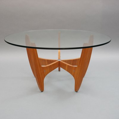 Modern Scandinavian Glass & Wood Coffee Table, 1960s-RST-1320519