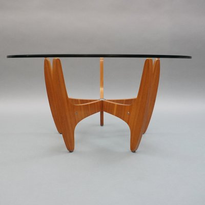 Modern Scandinavian Glass & Wood Coffee Table, 1960s-RST-1320519