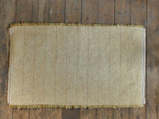 Modern Scandinavian High Pile Yellow Handmade Wool Rya Rug, Sweden, 1960s-RUK-2019593