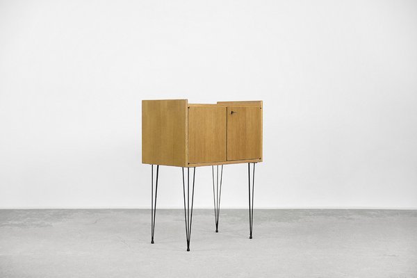 Modern Scandinavian Teak Wood Cabinet with Metal Hairpin Legs, 1960s-ZAA-1343583