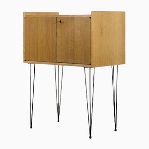 Modern Scandinavian Teak Wood Cabinet with Metal Hairpin Legs, 1960s-ZAA-1343583