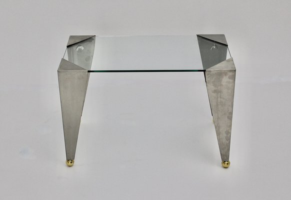 Modern Stainless Steel and Brass Side Tables, Italy, 2000s, Set of 2-NB-953951