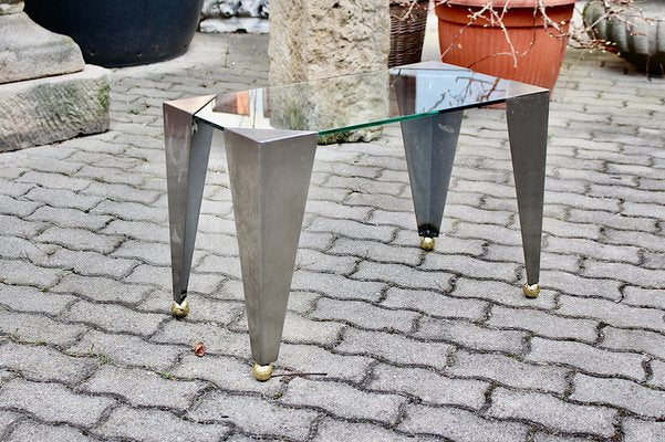 Modern Stainless Steel and Brass Side Tables, Italy, 2000s, Set of 2-NB-953951