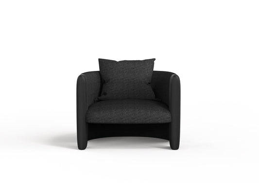 Modern Sunset Armchair in Black Fabric and Black Stained Ash by Javier Gomez