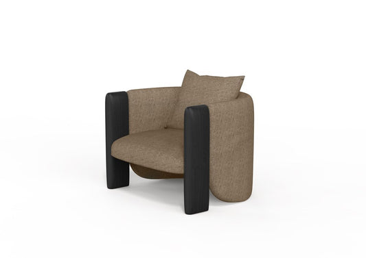 Modern Sunset Armchair in Brown Fabric and Black Stained Ash by Javier Gomez