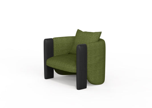 Modern Sunset Armchair in Green Fabric and Black Stained Ash by Javier Gomez