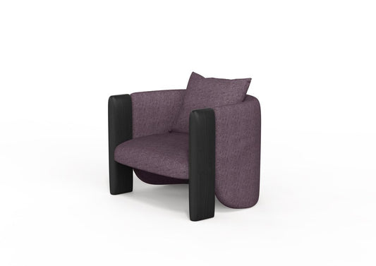 Modern Sunset Armchair in Purple Fabric and Black Stained Ash by Javier Gomez