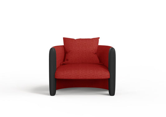 Modern Sunset Armchair in Red Fabric and Black Stained Ash by Javier Gomez