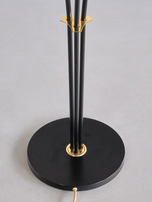 Modern Swedish Adjustable Three Arm Floor Lamp in Metal, Brass and Silk, 1950s-FMT-1727666