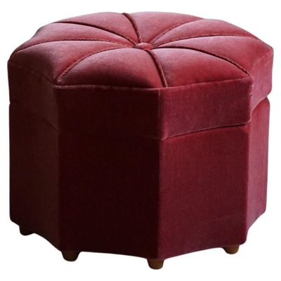 Modern Swedish Octagon Pouf in Pink Velour, 1940s-MXF-2041646