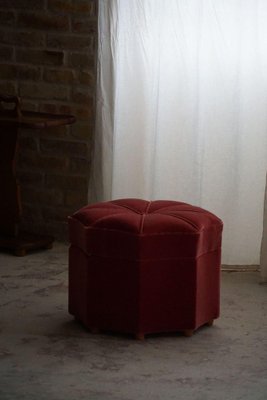 Modern Swedish Octagon Pouf in Pink Velour, 1940s-MXF-2041646