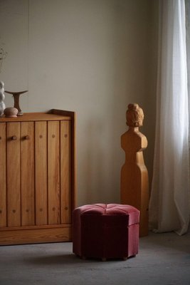 Modern Swedish Octagon Pouf in Pink Velour, 1940s-MXF-2041646